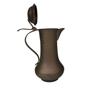 Antique Vintage Brass Pitcher 8” Lidded Made In India Metalware